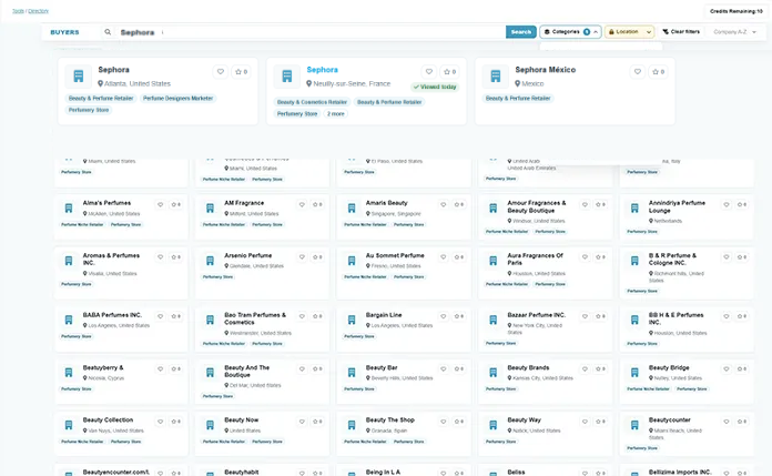 Beauty Navigator business categories